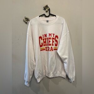 Gildan White Sweatshirt with Red and Yellow Print
